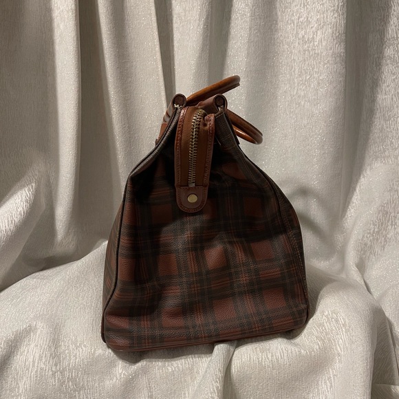 Vintage Polo Ralph Lauren Tartan Plaid Brown and Black Weekend Travel Bag - Picture 5 of 11